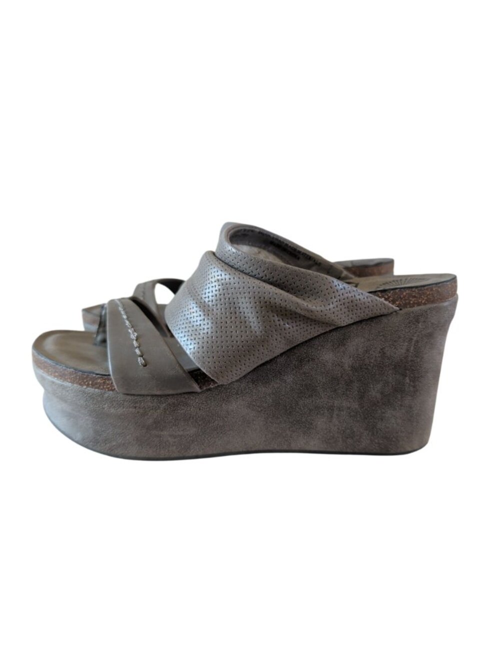 OTBT Balance Wedge Womens Sandals Size 7M Gray Taupe Platform Slip On Open Toe - Picture 9 of 16